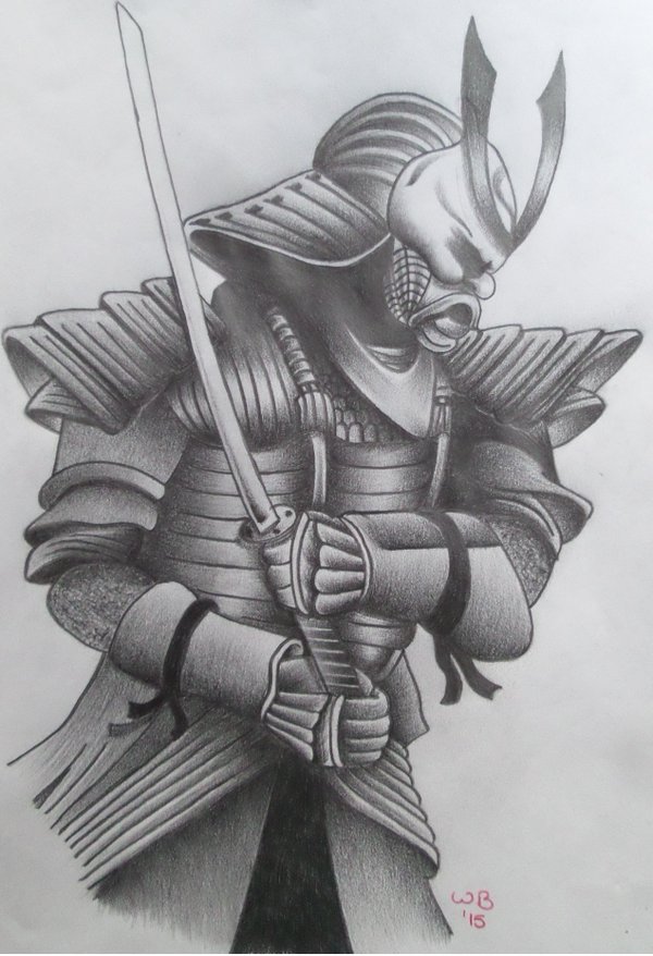 Pencil Drawing Of Samurai