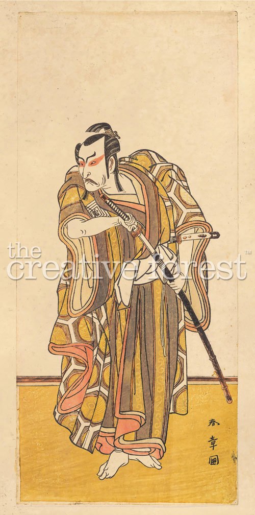 500x1008 Samurai Warrior Drawing Sword, Samurai Rolled Canvas Art - Samurai Warrior Drawing