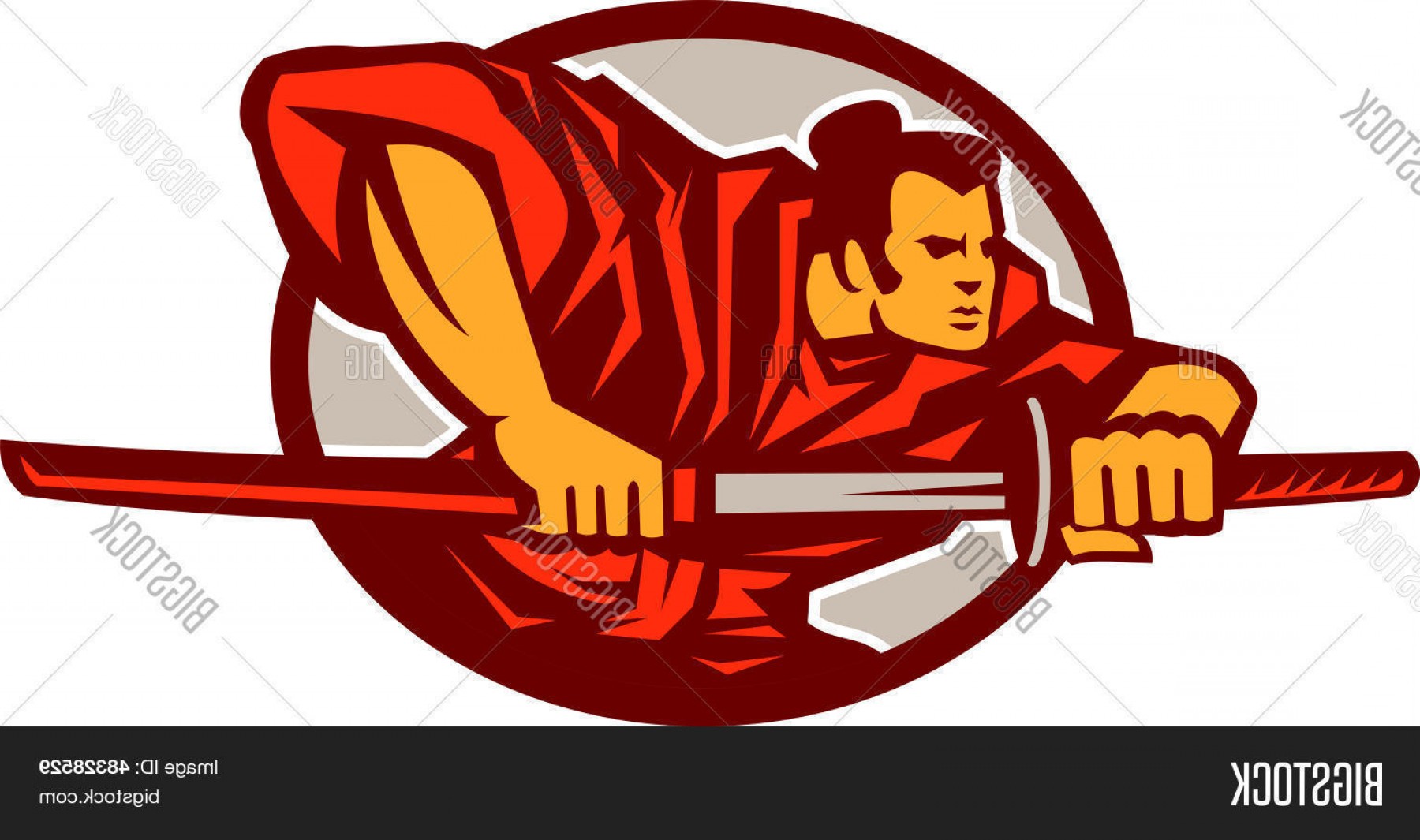 1800x1065 Stock Vector Samurai Warrior Drawing Sword Side Arenawp - Samurai Warrior Drawing