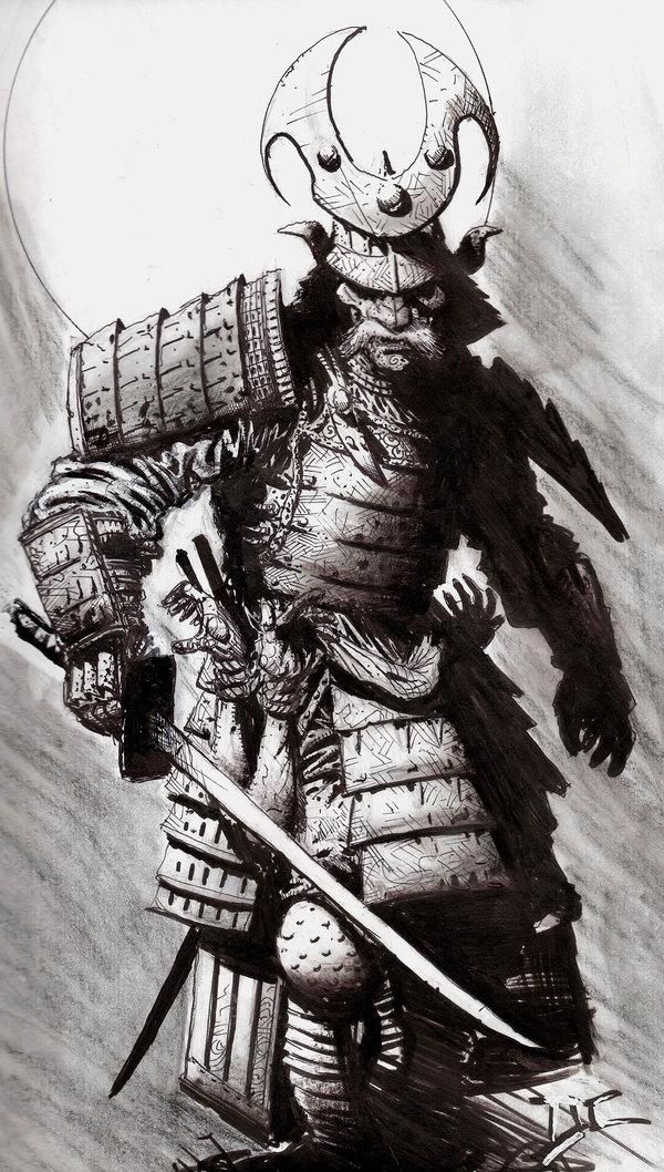 600x1058 Samurai Sketch Tattoo - Samurai Warrior Drawing