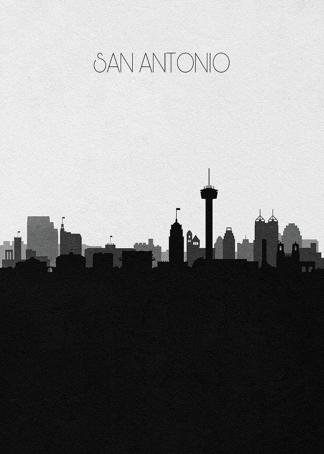 642x900 san antonio cityscape art drawing - San Antonio Skyline Drawing