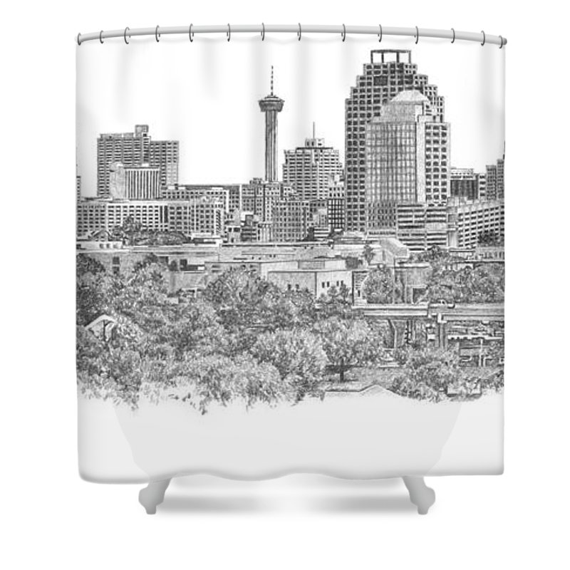 800x800 san antonio skyline shower curtain for sale - San Antonio Skyline Drawing