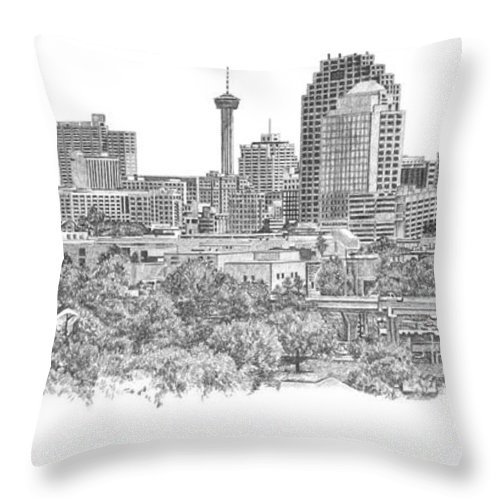 500x500 san antonio skyline throw pillow for sale - San Antonio Skyline Drawing