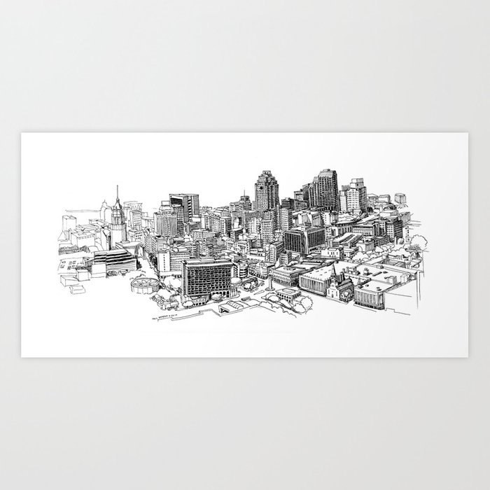 700x700 san antonio skyline art print - San Antonio Skyline Drawing