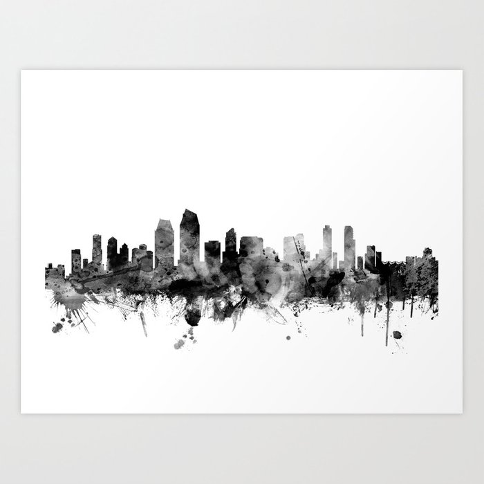 700x700 San Diego California Skyline Art Print - San Diego Skyline Drawing