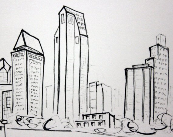 570x450 San Diego Sketch Art Print California Sketch City Skyline Etsy - San Diego Skyline Drawing
