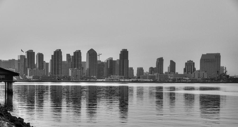 900x481 San Diego Skyline Black And White Photograph - San Diego Skyline Drawing