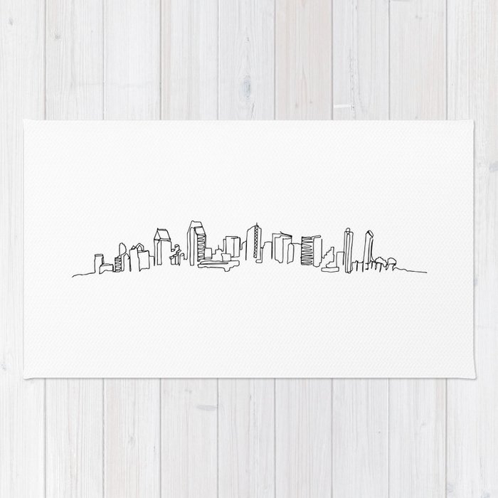 700x700 san diego skyline drawing rug - San Diego Skyline Drawing
