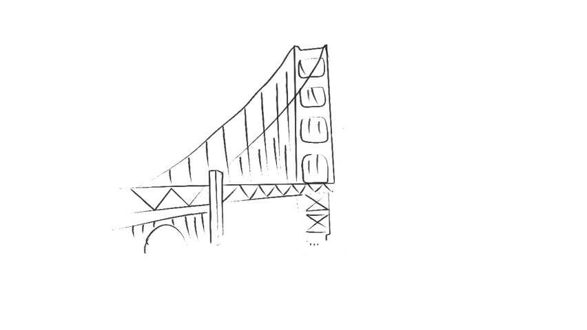 852x480 san francisco bridge drawing animation stock footage video - San Francisco Drawing