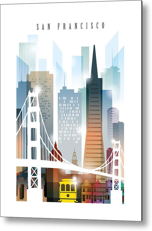 494x752 san francisco city skyline metal print - San Francisco Skyline Drawing
