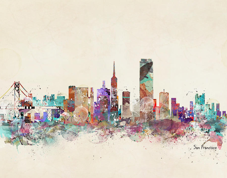900x707 san francisco skyline painting - San Francisco Skyline Drawing