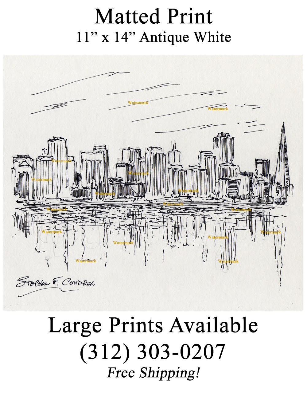 1000x1279 san francisco skyline pen ink drawing of downtown on the bay - San Francisco Skyline Drawing