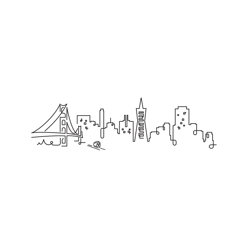 1000x1000 san francisco tray wonderkin - San Francisco Skyline Drawing