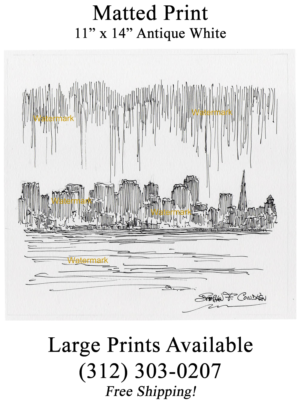 1000x1376 san francisco skyline pen ink drawing of downtown - San Francisco Skyline Drawing