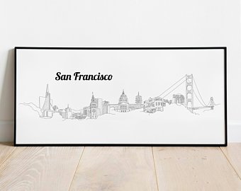 340x270 san francisco sketch etsy - San Francisco Skyline Drawing