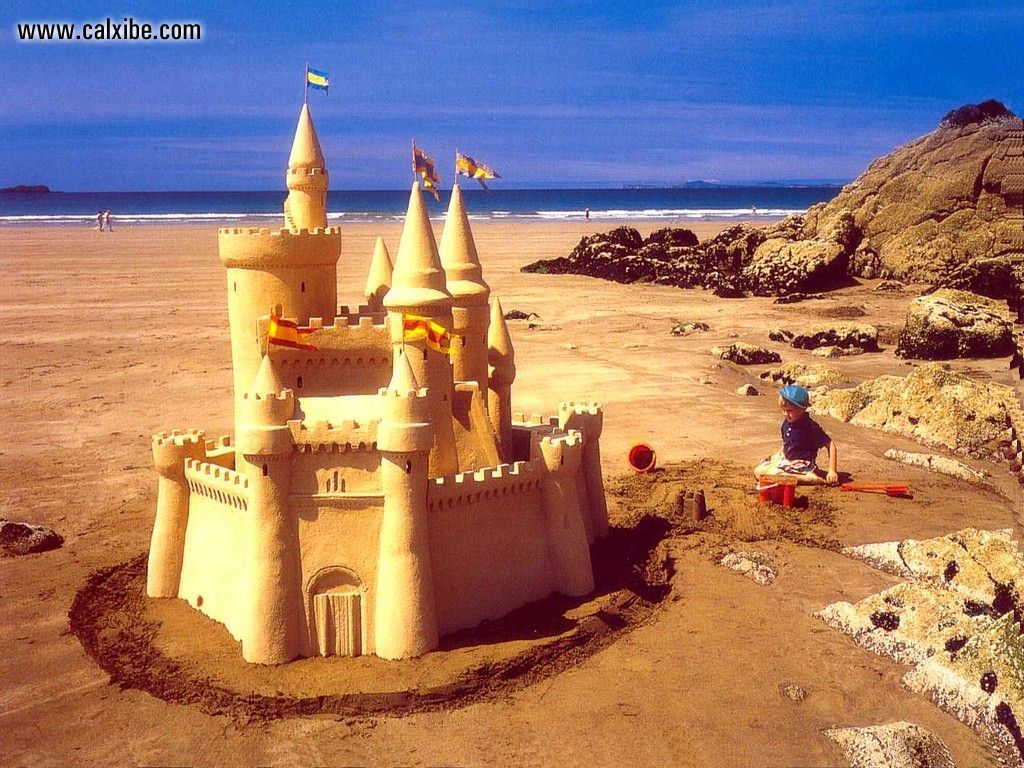 1024x768 Sand Castle Drawing Hd Wallpaper, Background Images - Sand Castle Drawing