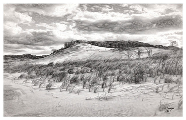 640x414 lake michigan sand dunes digital drawing - Sand Dunes Drawing