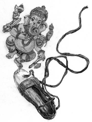 375x495 sri ganesha and sandals drawing - Sandals Drawing