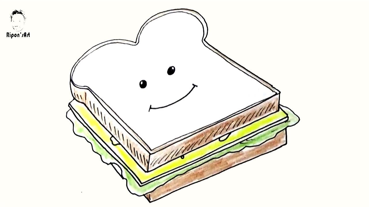 1280x720 how to draw a cartoon sandwich easy sandwich food draw tutorial - Sandwich Drawing