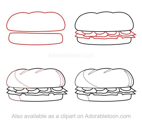 500x433 how to draw a sandwich cupcake art drawings, art sketchbook - Sandwich Drawing