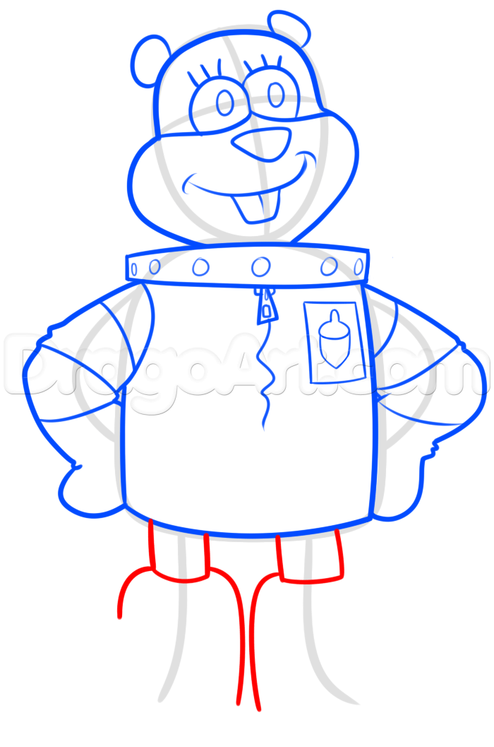 700x1057 how to draw sandy cheeks, step - Sandy Cheeks Drawing