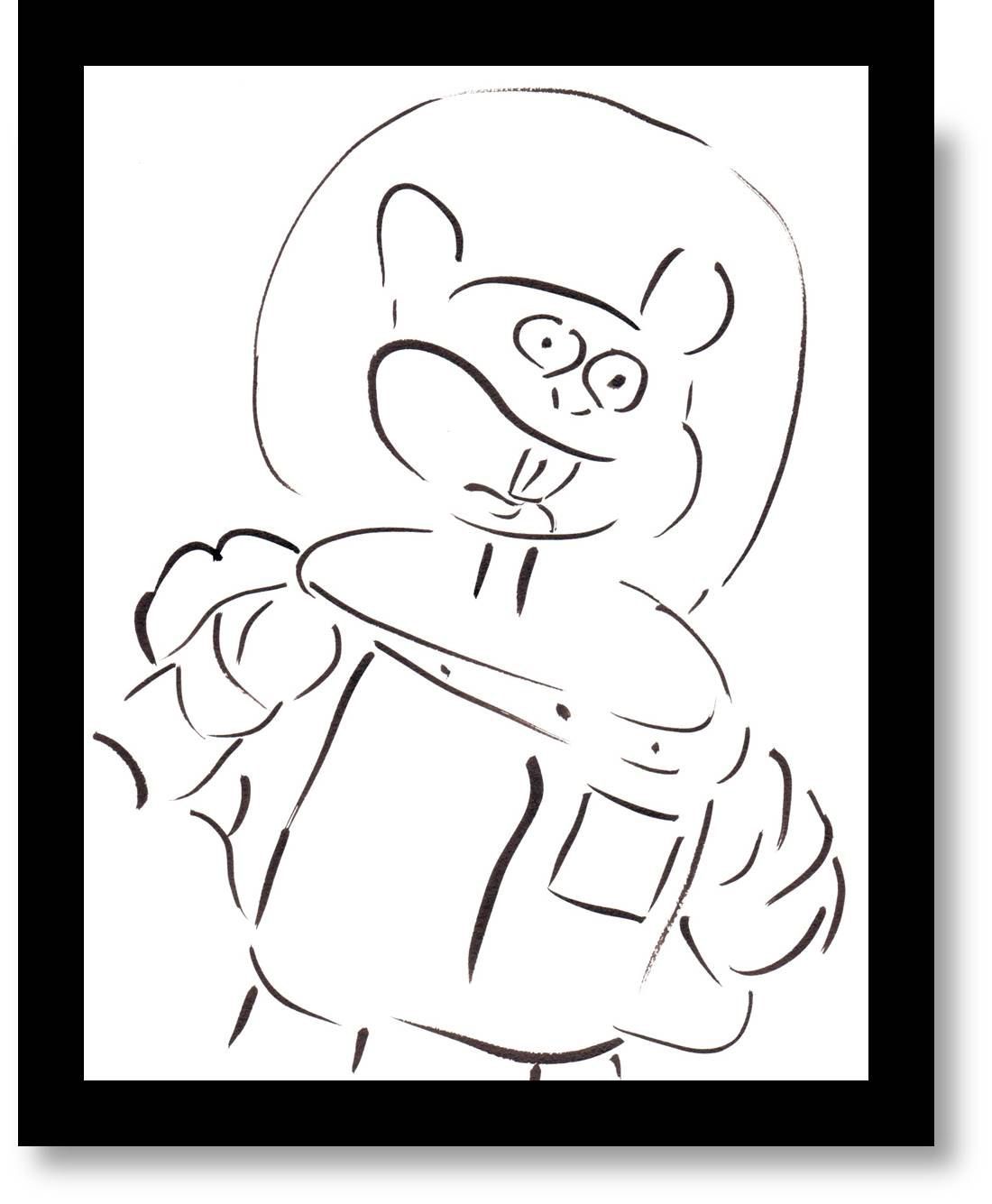 1100x1335 spongebob sandy cheeks squirrel drawing, wall art, ink drawing - Sandy Drawing