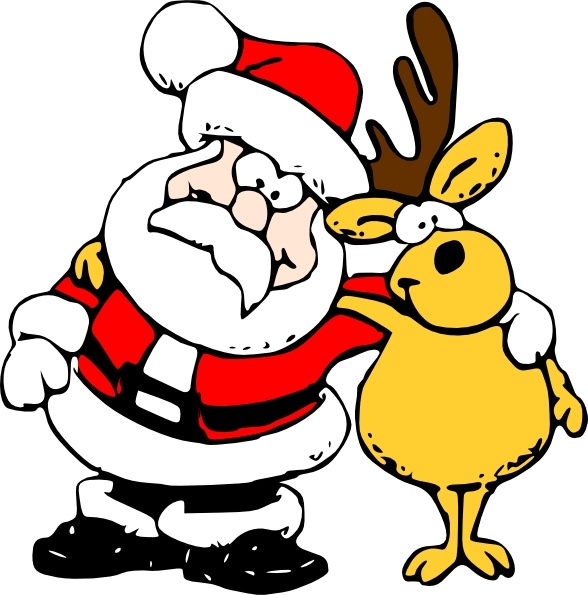 588x595 Santa And Reindeer Clip Art Free Vector In Open Office Drawing - Santa And Reindeer Drawing