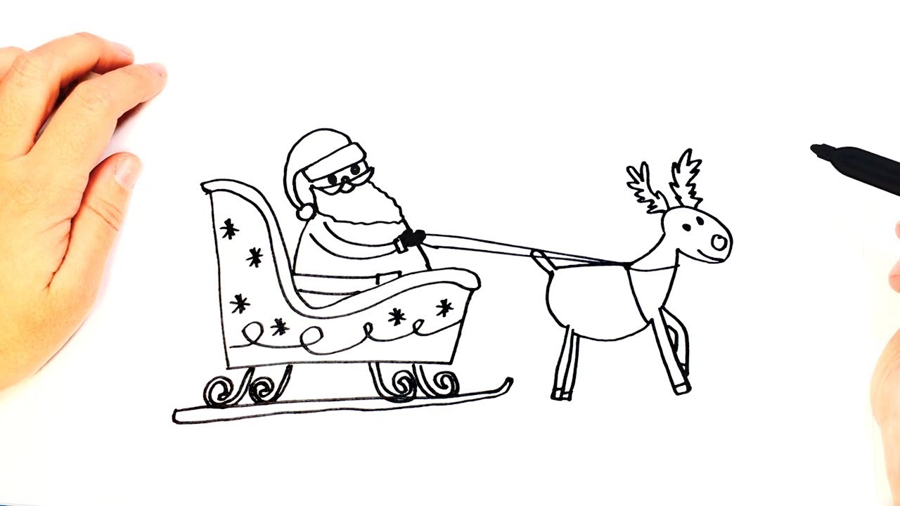 1280x720 how to draw santa claus sleigh easy draw tutorial - Santa And Sleigh Drawing