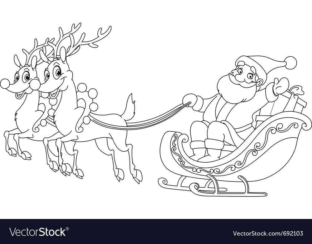 Santa And Sleigh Drawing at PaintingValley.com | Explore collection of ...