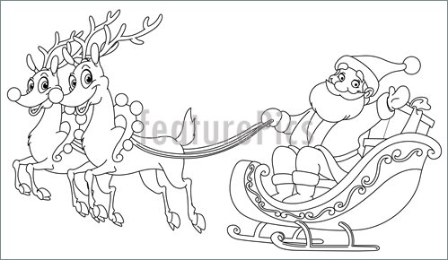 499x290 outlined santa sleigh illustration - Santa And Sleigh Drawing