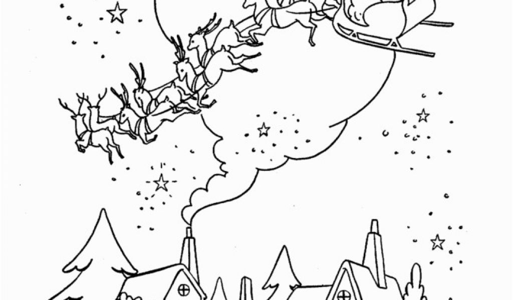 1024x600 santa claus and his reindeer coloring pages santa sleigh drawing - Santa And Sleigh Drawing
