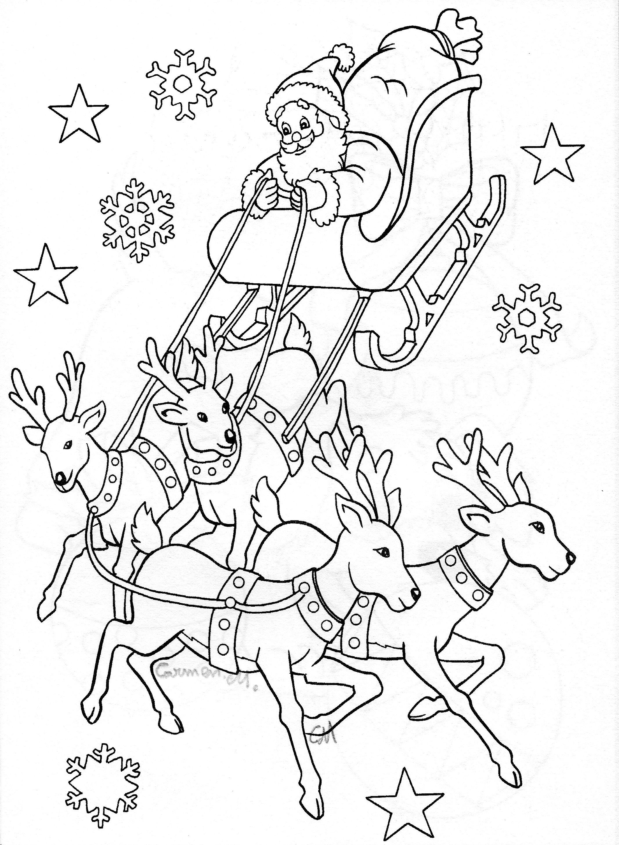 2133x2914 santa sleigh drawing art christmas colors, christmas coloring - Santa And Sleigh Drawing