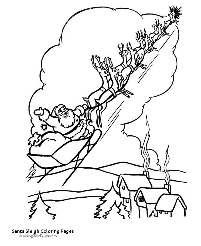 670x820 santa sleigh coloring - Santa And Sleigh Drawing