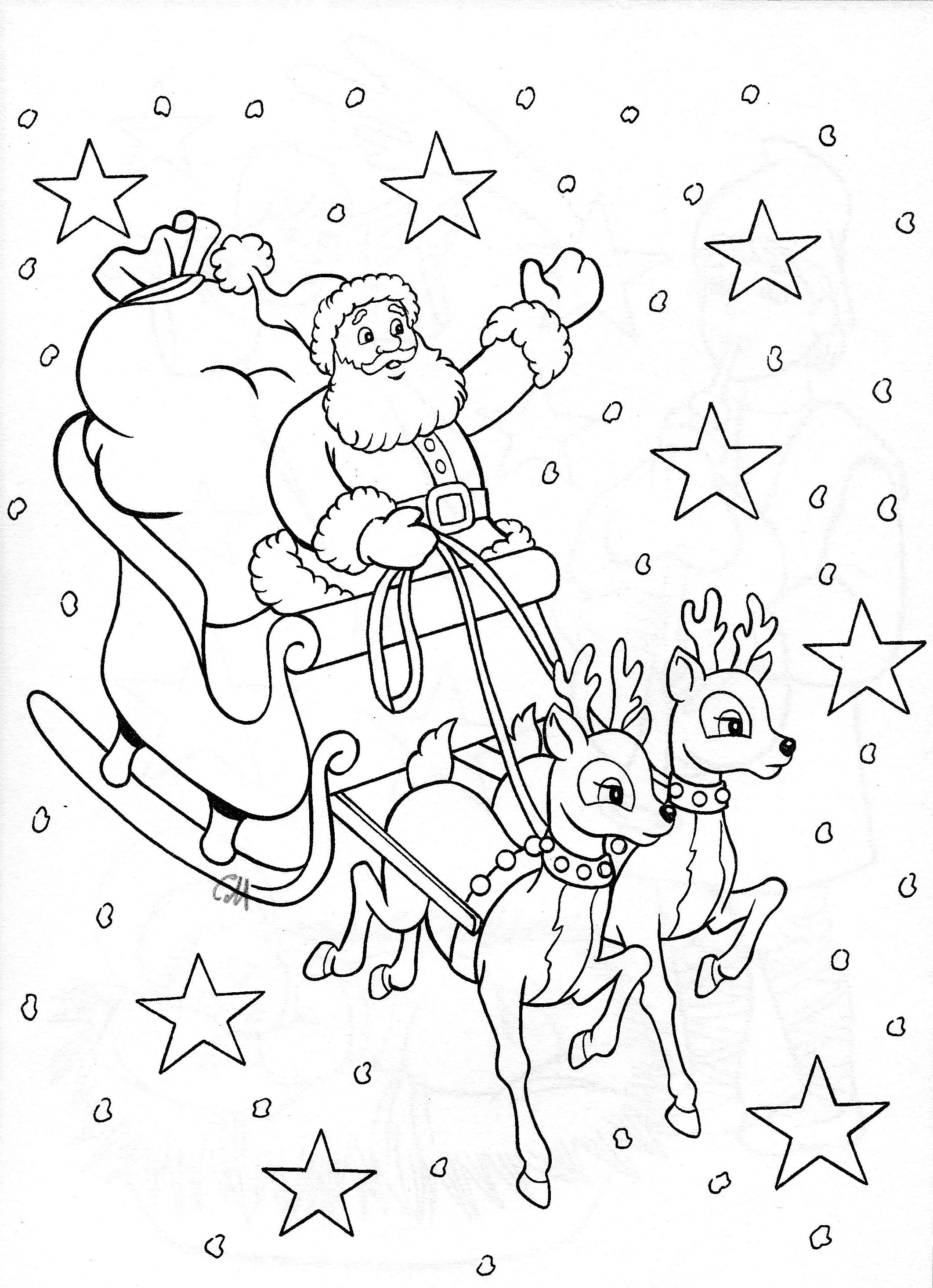 2124x2931 santa sleigh - Santa And Sleigh Drawing