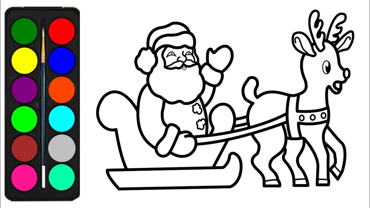 1280x720  - Santa And Sleigh Drawing