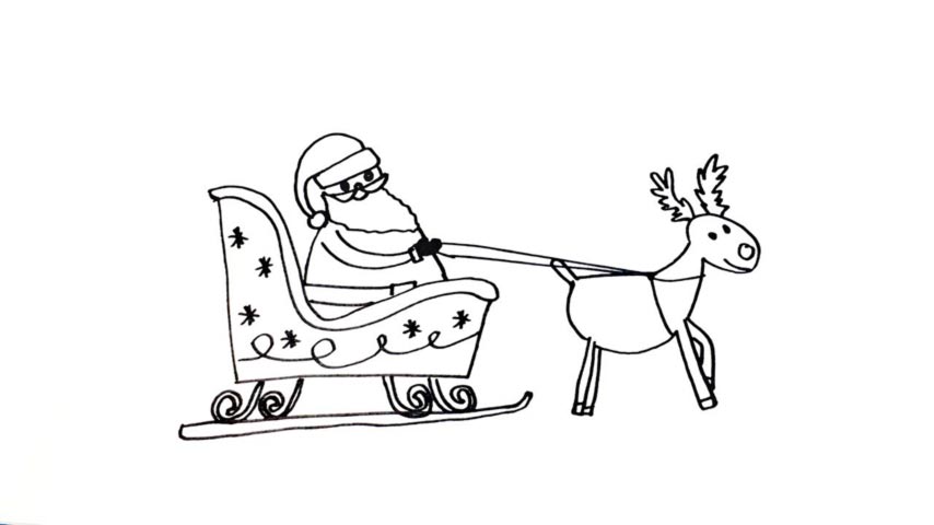 854x480 how to draw santa claus sleigh - Santa And Sleigh Drawing