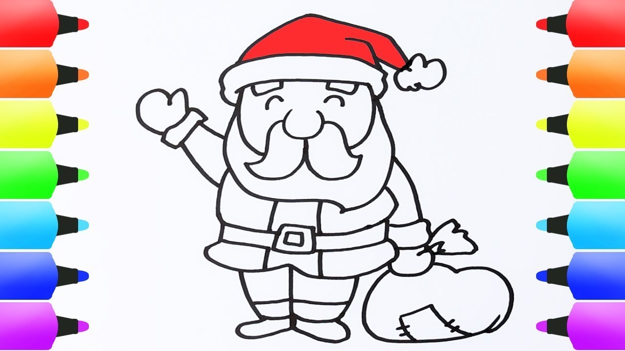 1280x720 How To Draw Santa Claus Step - Santa Cartoon Drawing