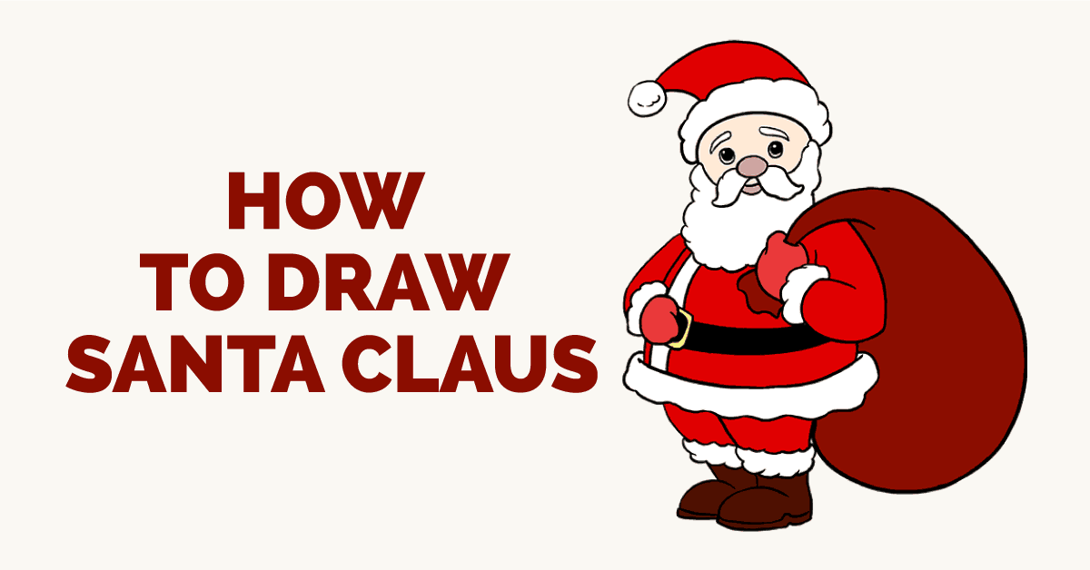 1200x628 How To Draw Santa Claus In A Few Easy Steps Easy Drawing Guides - Santa Cartoon Drawing