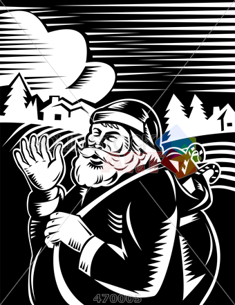 340x440 Stock Illustration Of Retro Cartoon Drawing Of Santa Claus Side - Santa Cartoon Drawing