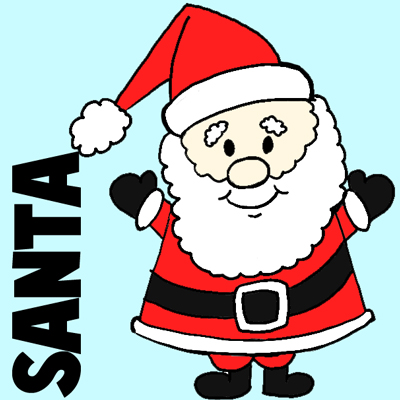 400x400 easy instructions for how to draw santa clause for kids - Santa Cartoon Drawing