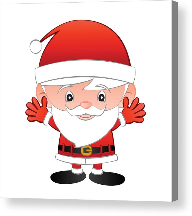 666x750 santa claus cartoon big head cute version,raise hand and smile - Santa Claus Cartoon Drawing