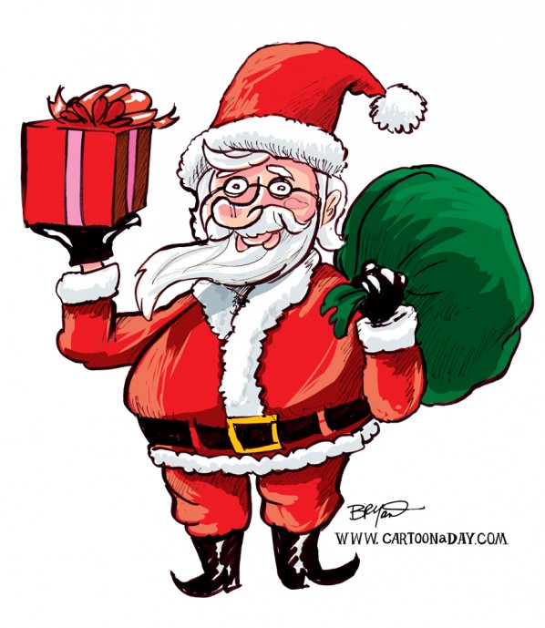 598x689 Tis The Season To Draw Cartoon Santa Claus Cartoon - Santa Claus Cartoon Drawing
