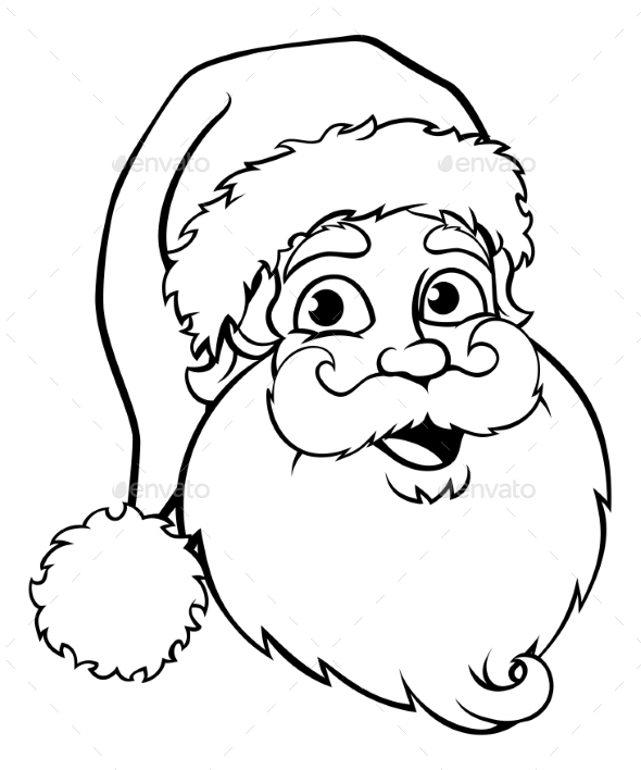 590x708 Santa Claus Face Picture Drawing Drawing Skill - Santa Claus Drawing