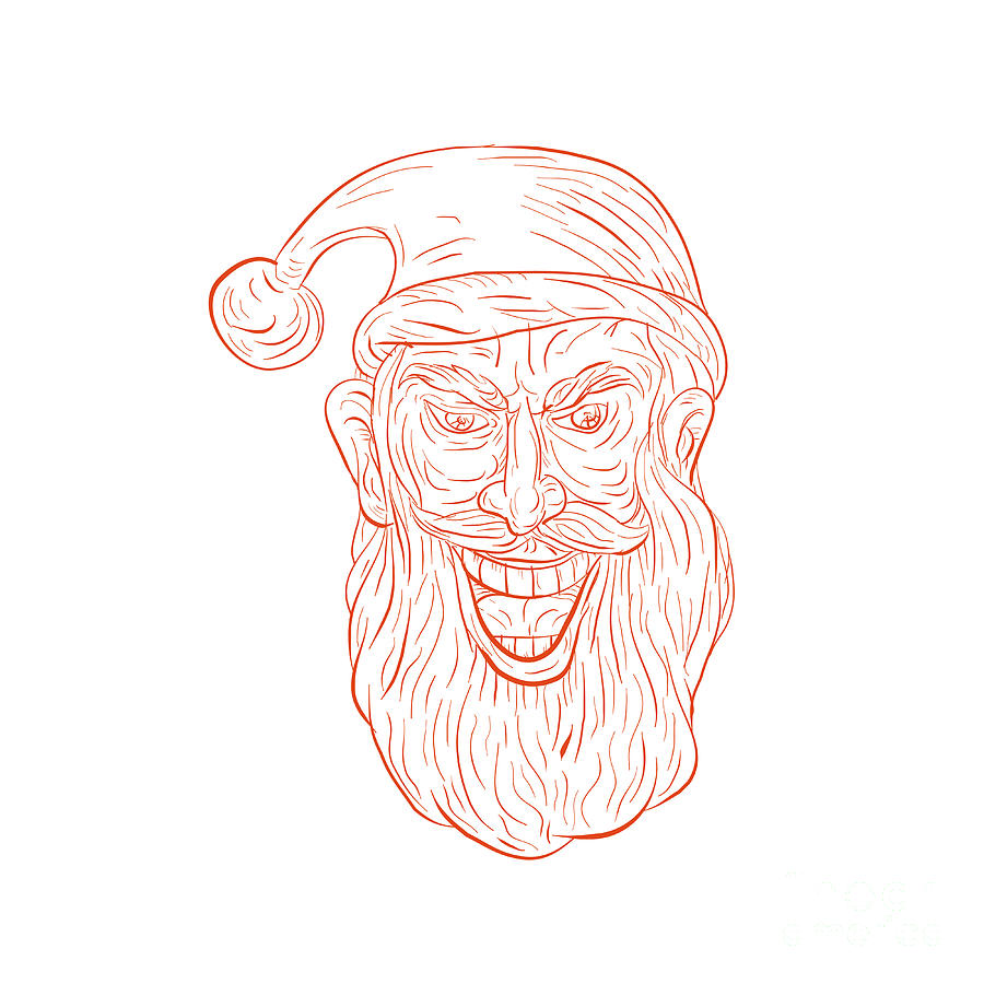 900x900 Evil Santa Claus Head Drawing Digital Art - Santa Claus Drawing