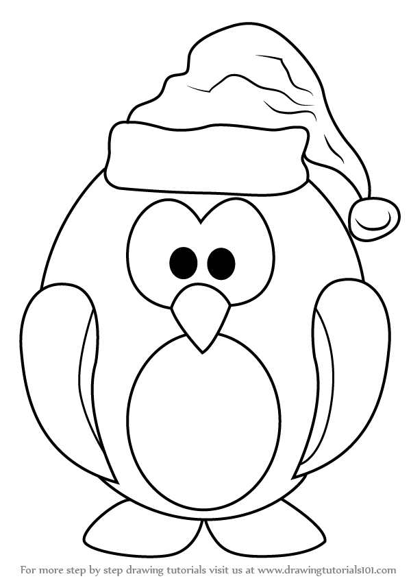 600x847 Learn How To Draw Penguin Santa Claus - Santa Claus Drawing Easy