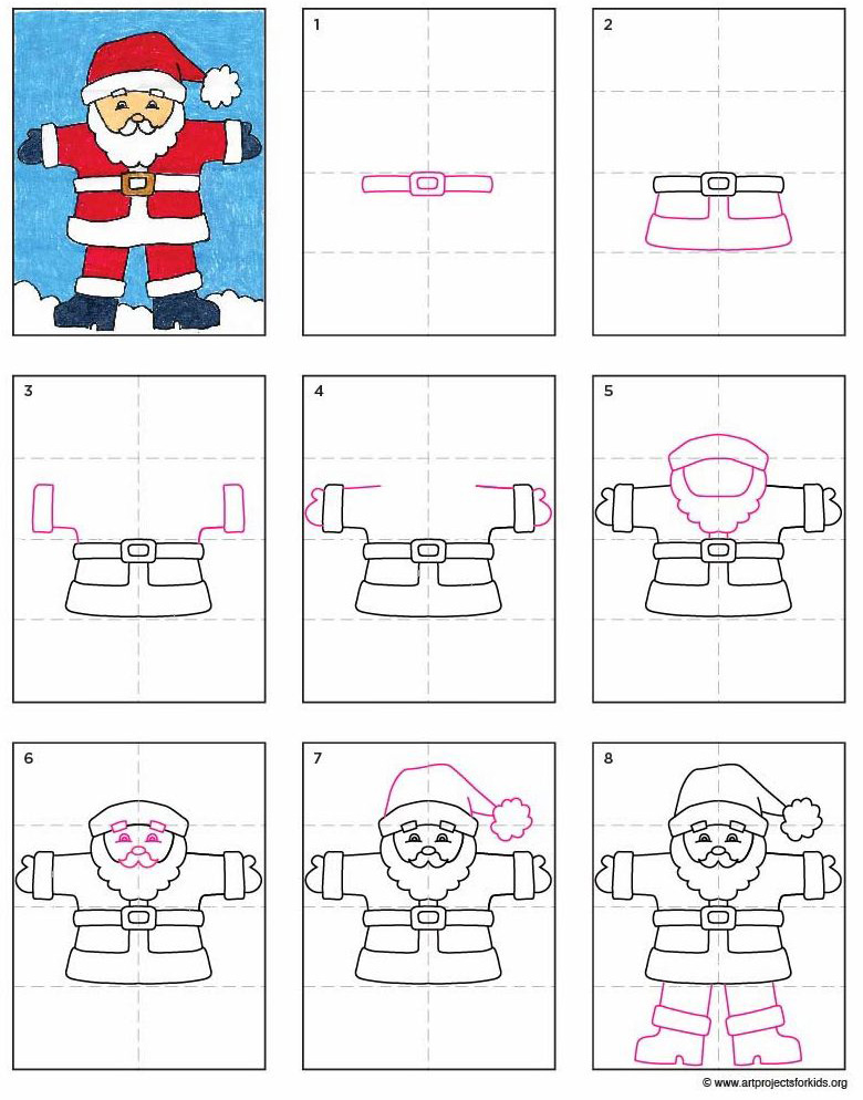 780x994 A Santa Claus Drawing Art Projects For Kids - Santa Claus Drawing Easy