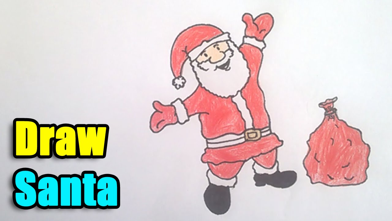 1280x720 How To Draw Santa For Kids - Santa Claus Drawing For Kids