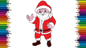300x169 How To Draw Santa Claus Cute And Easy Step - Santa Claus Drawing For Kids
