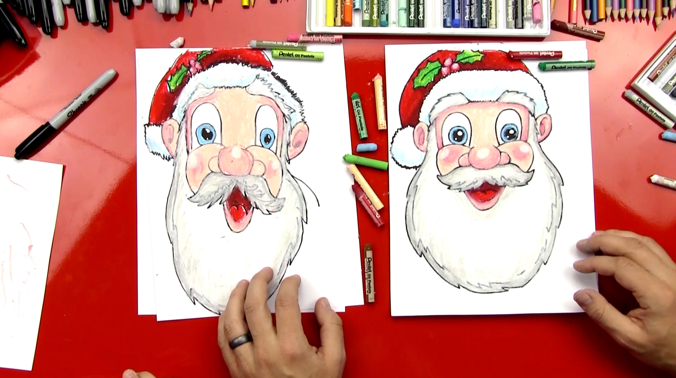 2199x1229 How To Draw Santa Claus's Face - Santa Claus Drawing For Kids