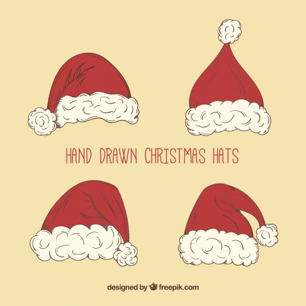 626x626 Hand Drawn Santa Claus's Hats Vector Free Download - Santa Claus Hat Drawing